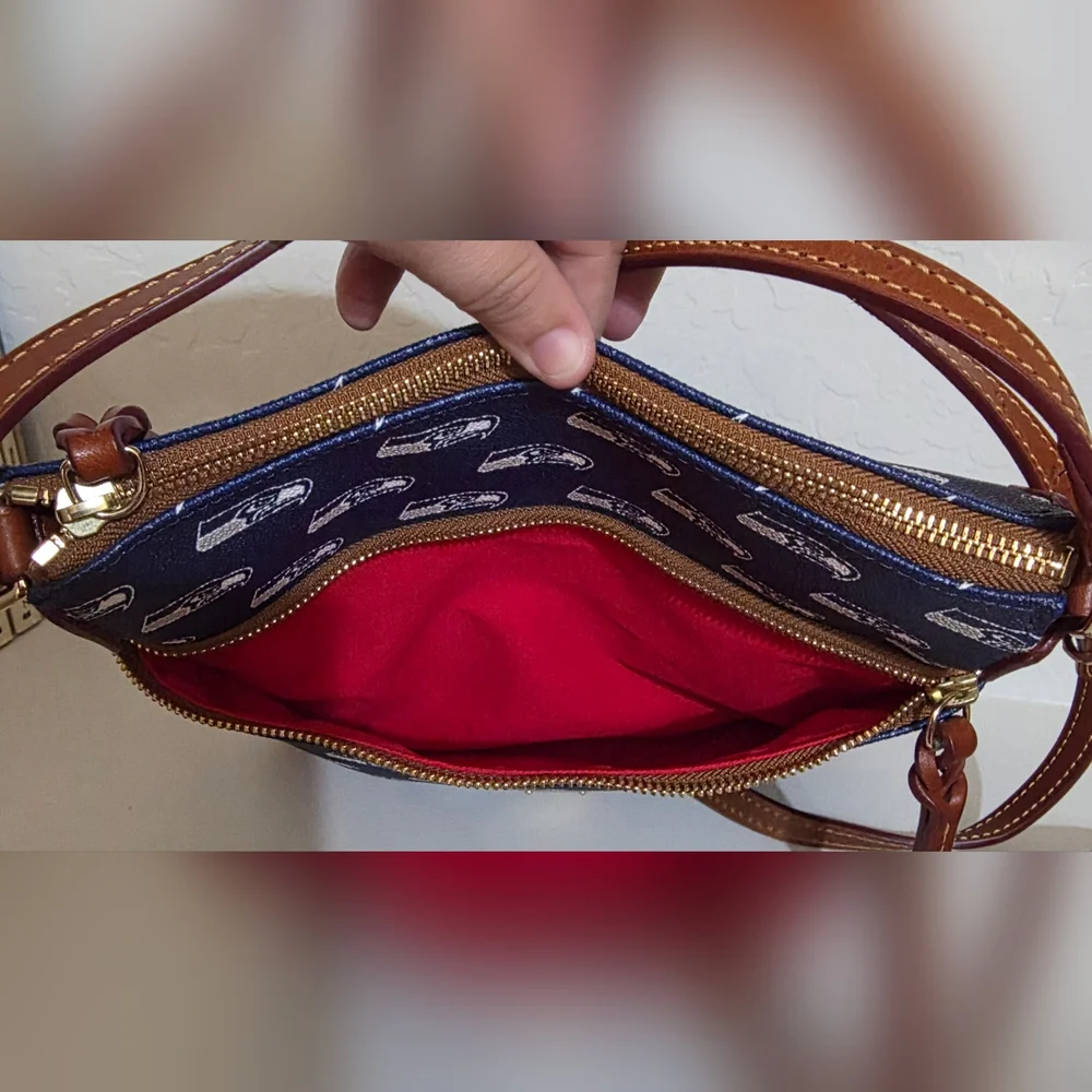 Dooney & Bourke Navy White Seattle Seahawks Print Crossbody with Wristlet